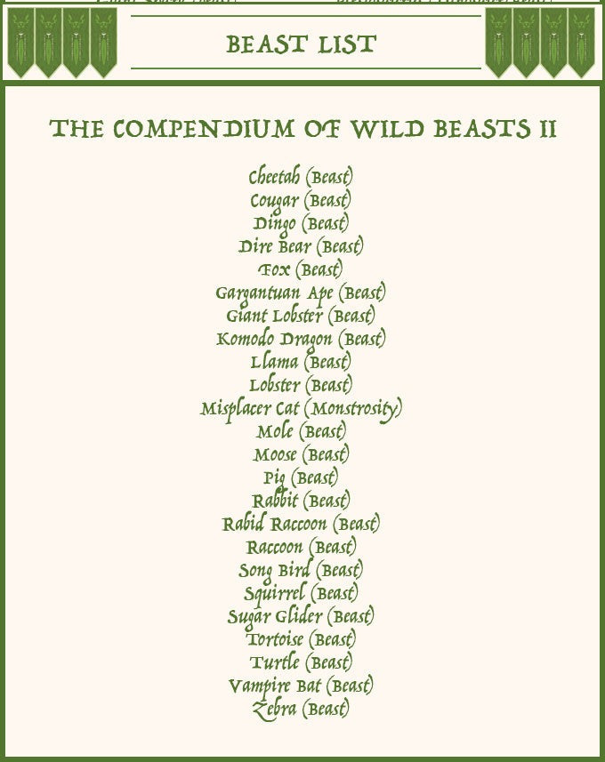 The Compendium of Wild Beasts Mega-Bundle!