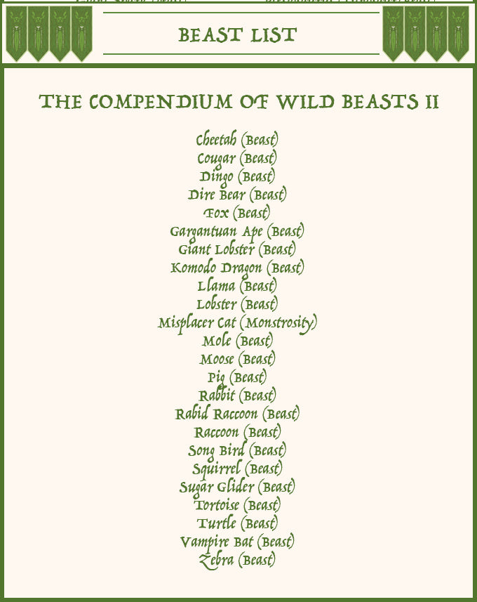 The Compendium of Wild Beasts II