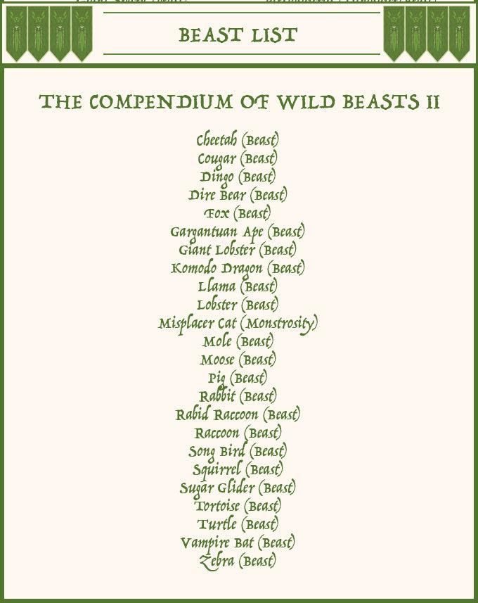 The Compendium of Wild Beasts II